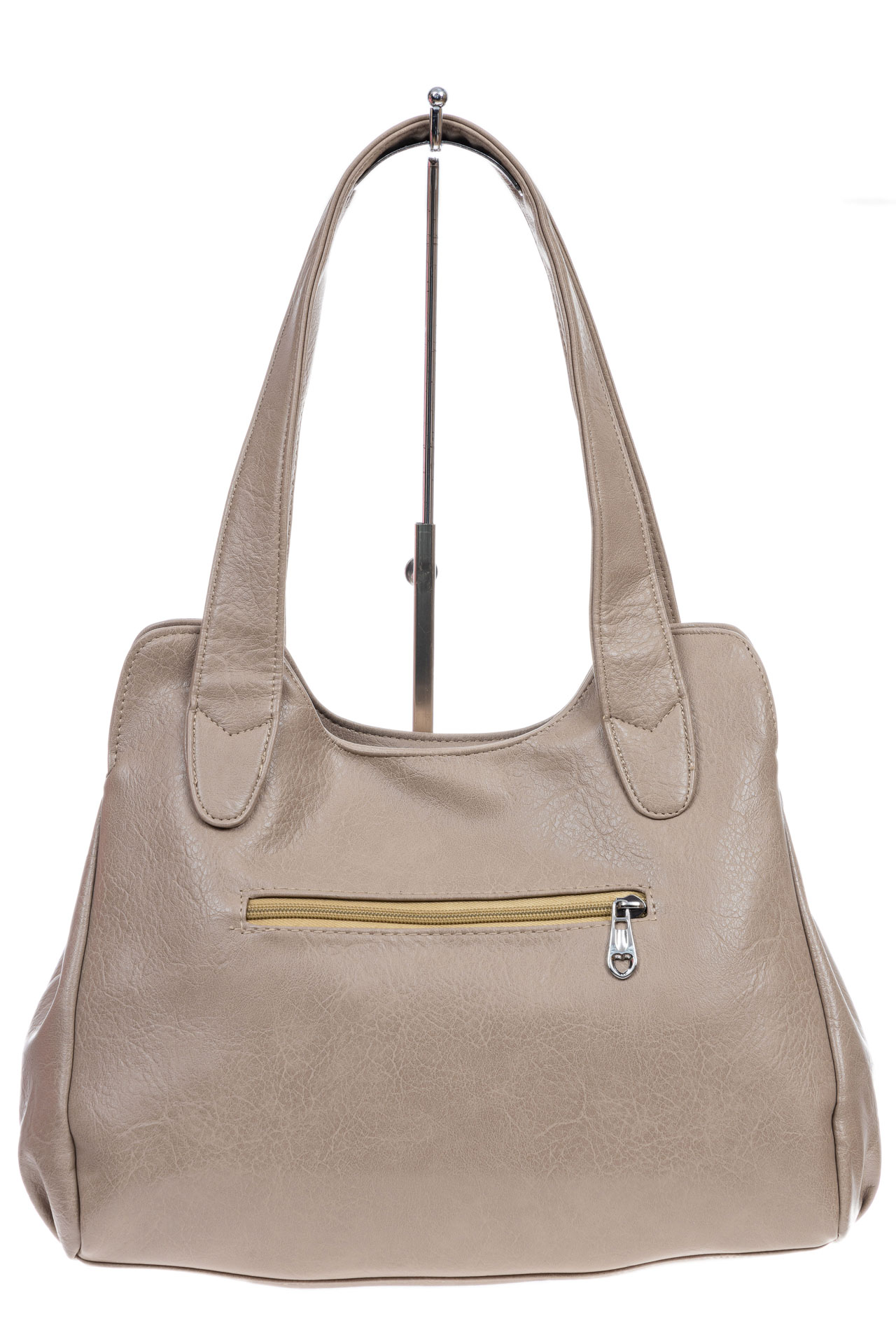 На фото 3 - Женская сумка хобо из искусственной кожи, цвет бежевый