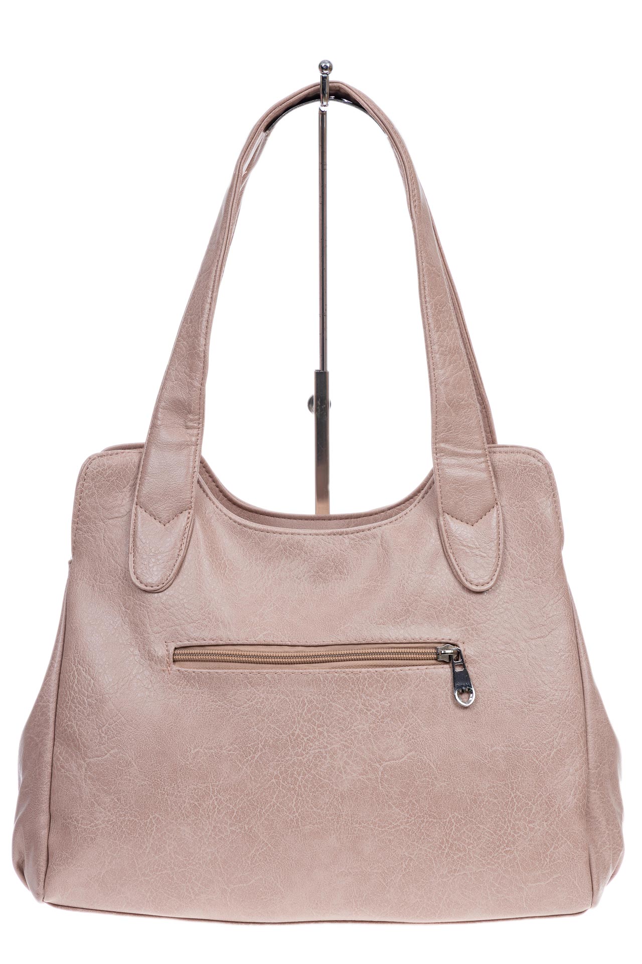 На фото 3 - Женская сумка хобо из искусственной кожи, цвет  розовый