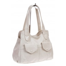 На фото 2 - Женская сумка хобо из искусственной кожи, цвет  молочный