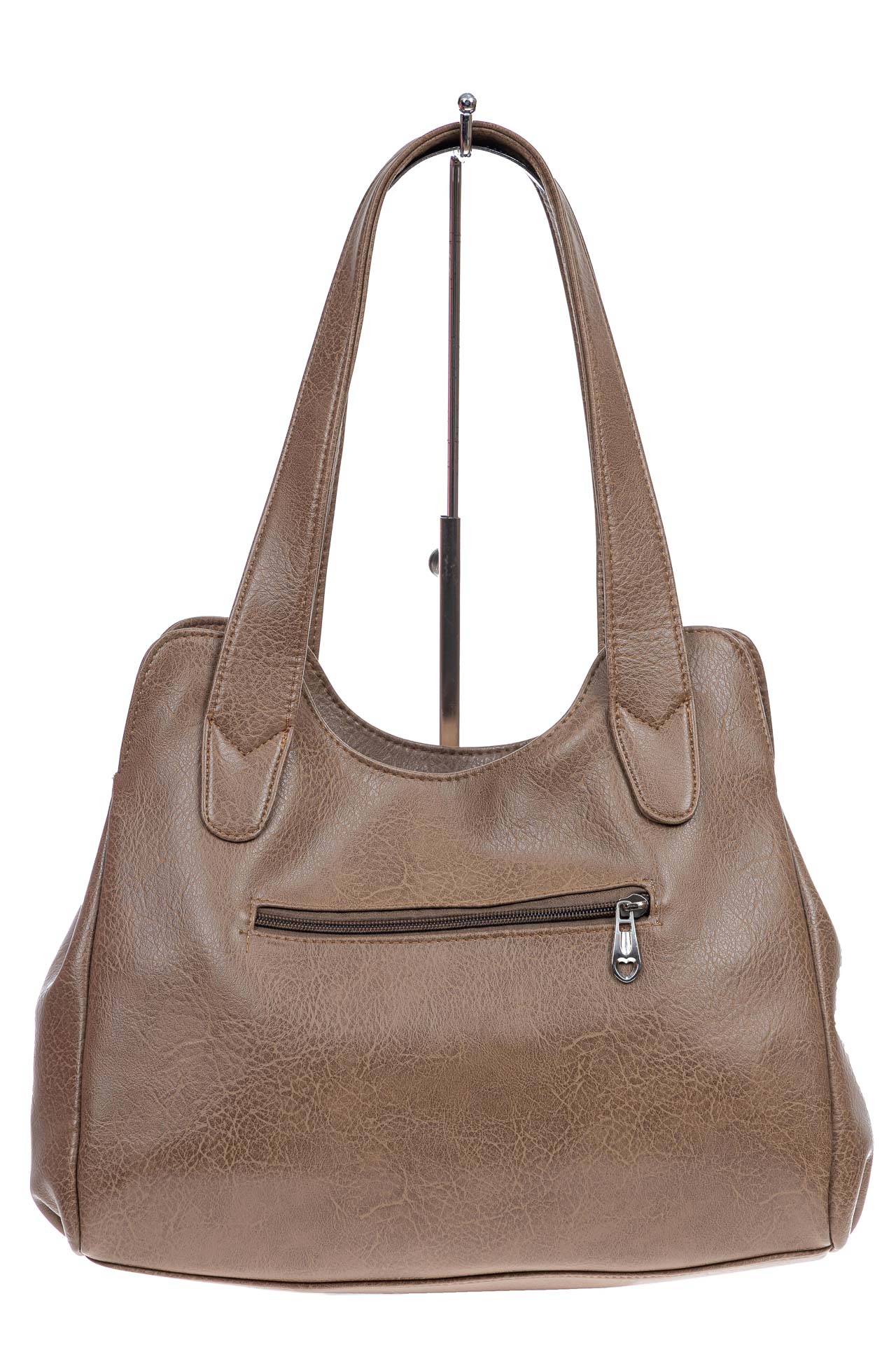 На фото 3 - Женская сумка хобо из искусственной кожи, цвет  коричневый