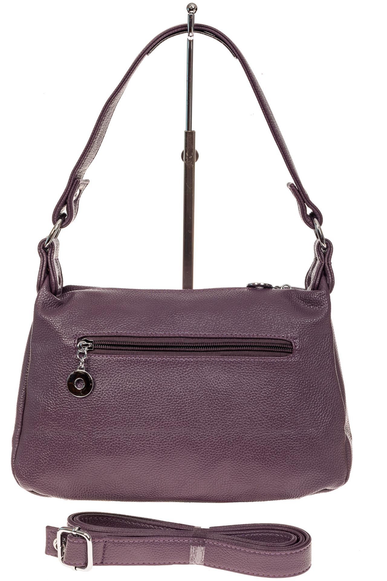 На фото 2 - Женская классическая сумка из искусственной кожи, цвет сирень