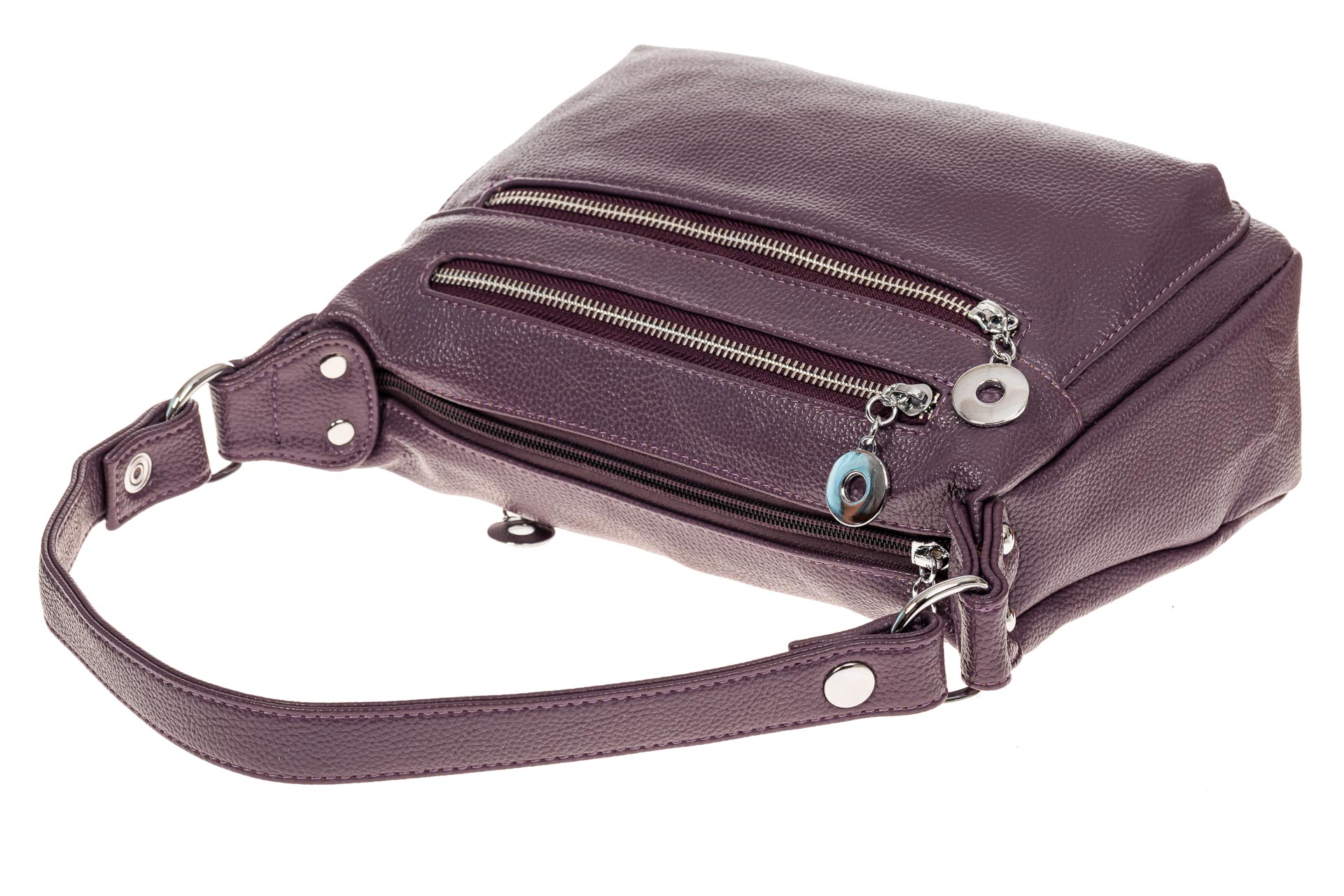 На фото 3 - Женская классическая сумка из искусственной кожи, цвет сирень