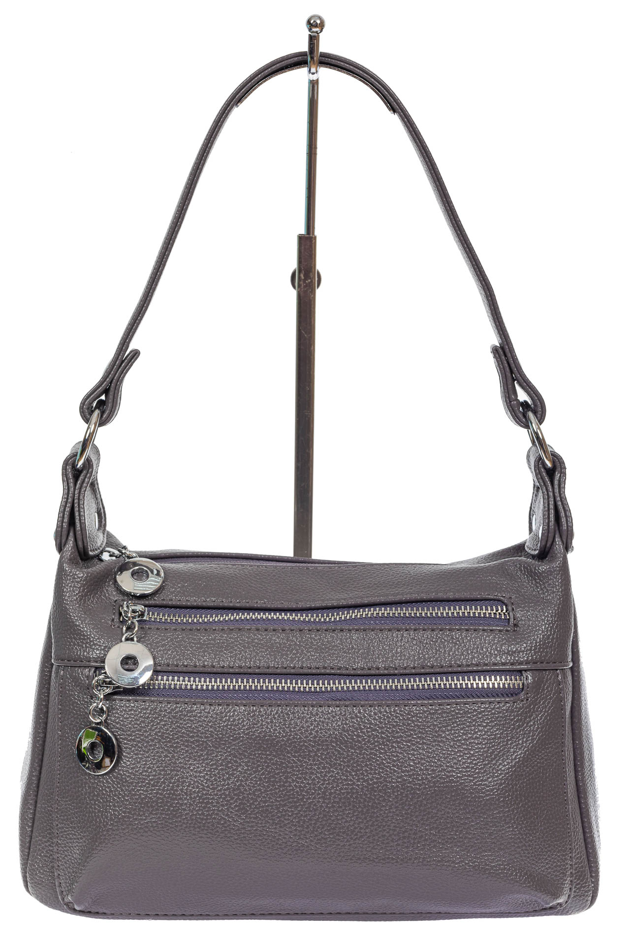 На фото 2 - Женская классическая сумка из искусственной кожи, цвет серый