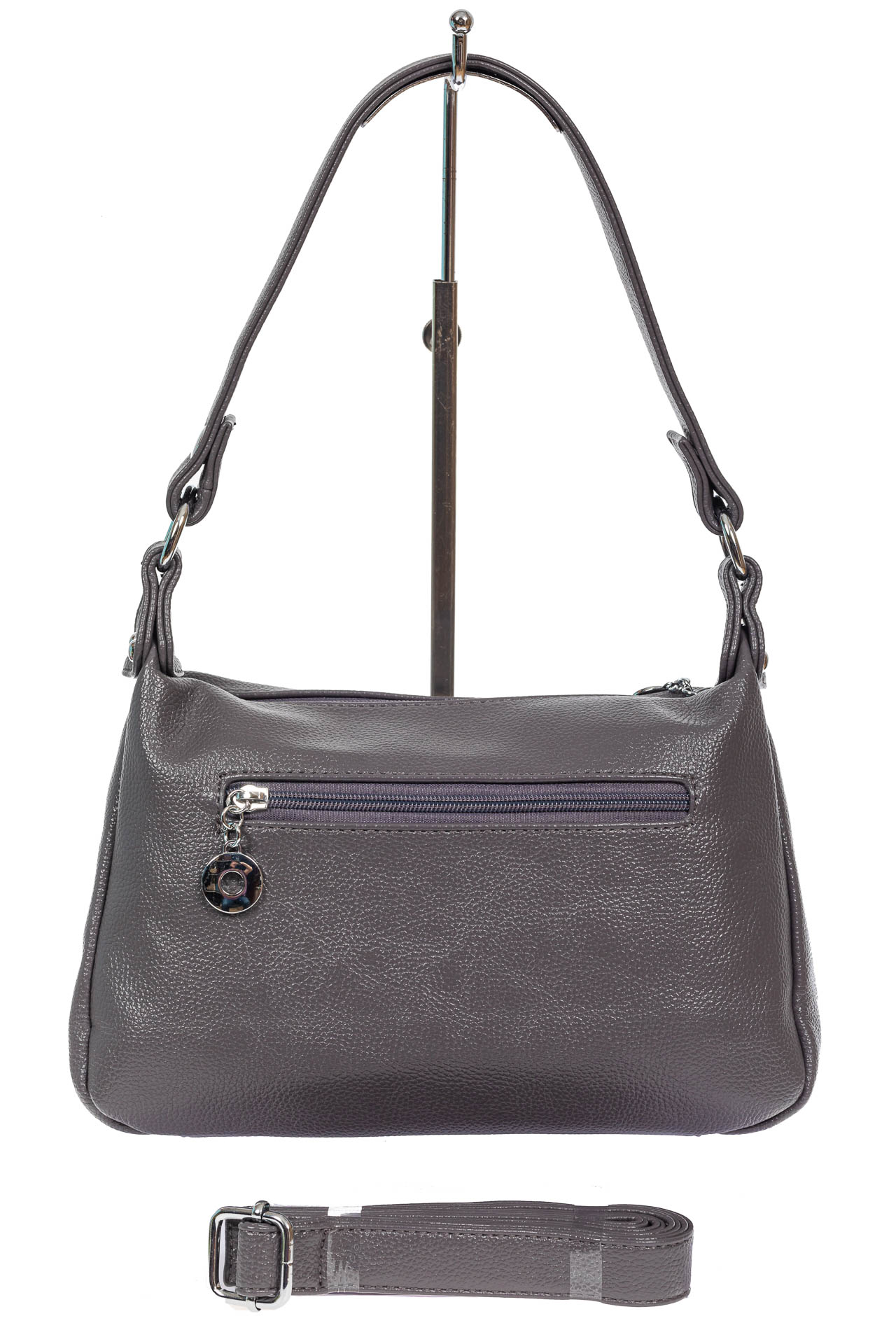 На фото 3 - Женская классическая сумка из искусственной кожи, цвет серый
