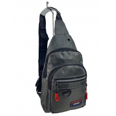 На фото 1 - Мужская сумка-слинг из текстиля, цвет серый