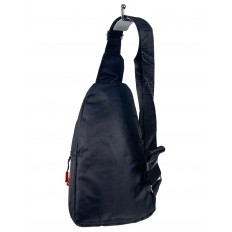На фото 2 - Мужская сумка-слинг из текстиля, цвет черный
