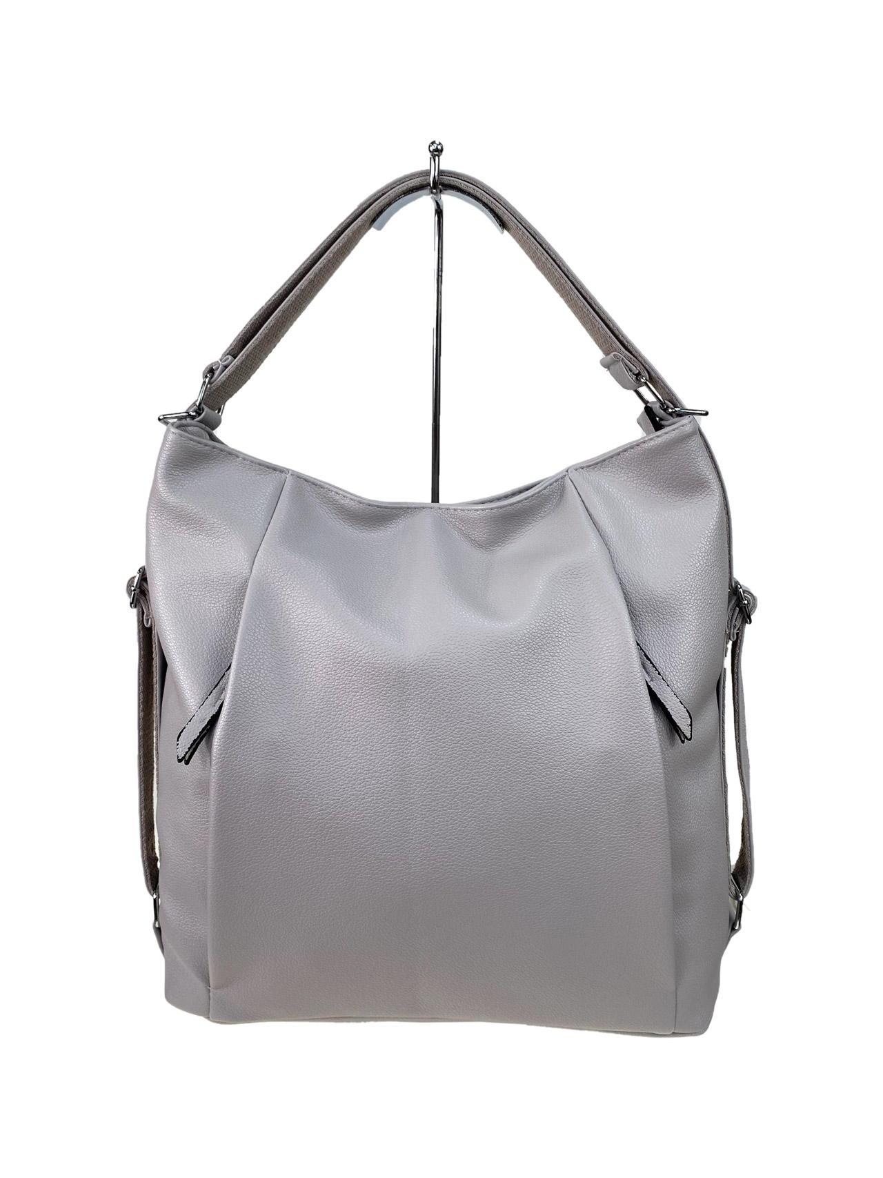 На фото 3 - Женская сумка шоппер из искусственной кожи, цвет светло серый