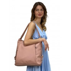 На фото 1 - Женская сумка шоппер из искусственной кожи, цвет пудра