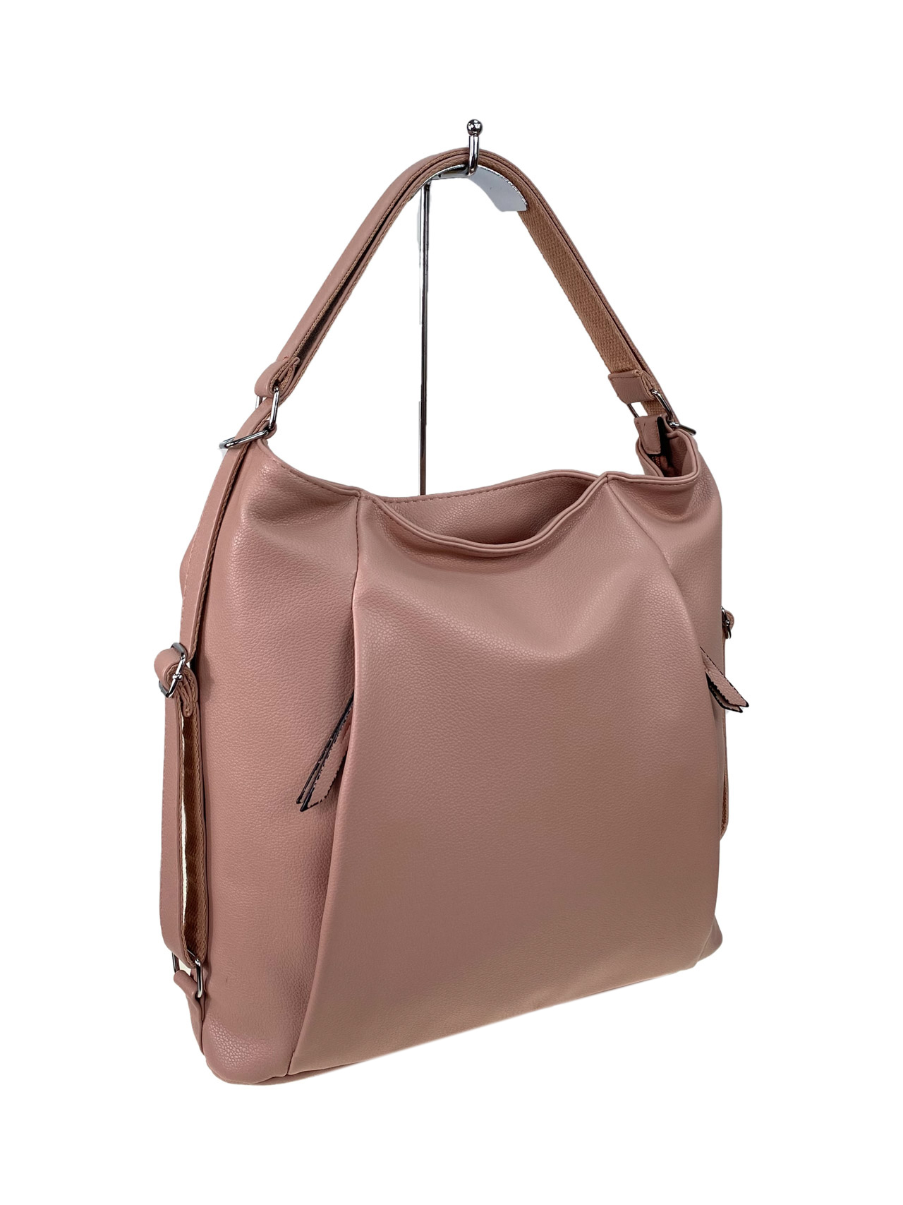 На фото 2 - Женская сумка шоппер из искусственной кожи, цвет пудра
