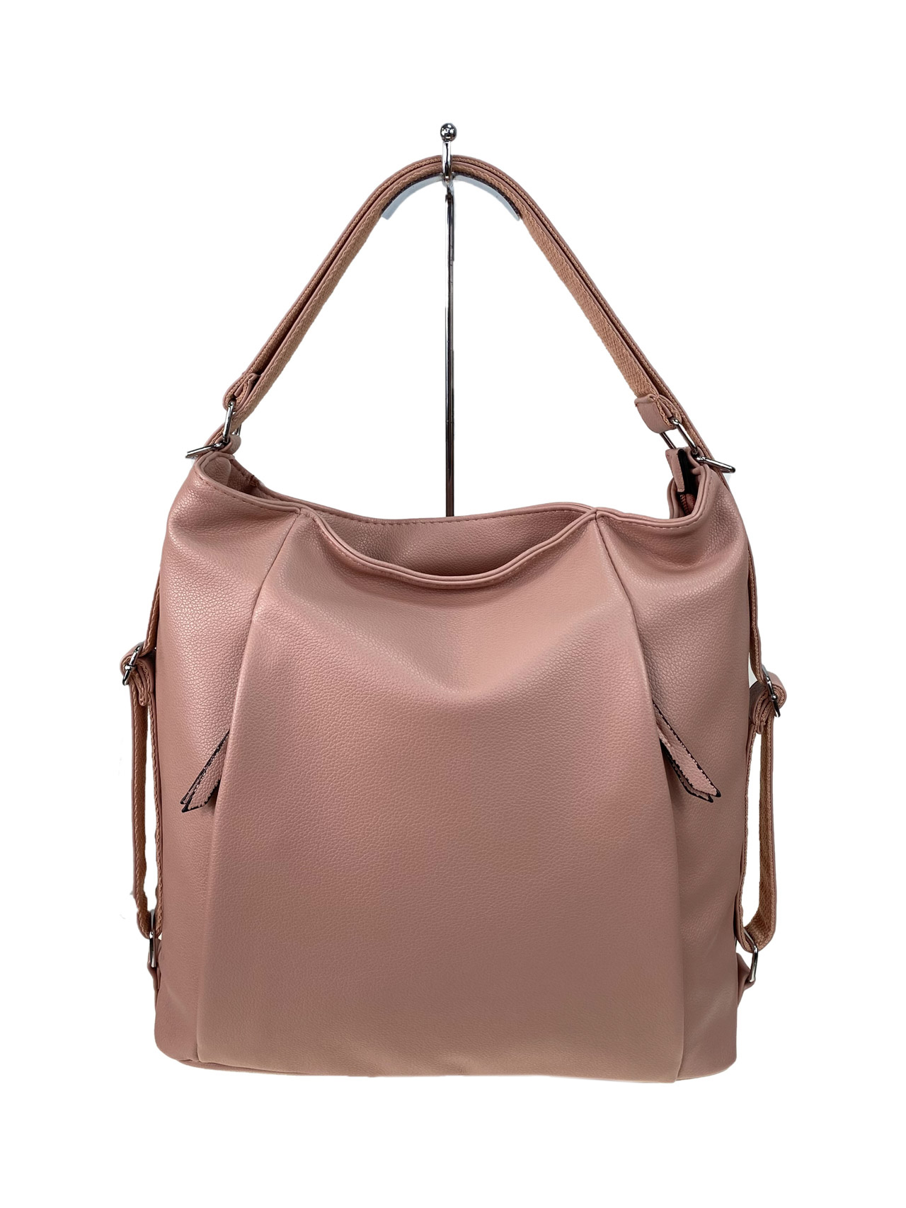 На фото 3 - Женская сумка шоппер из искусственной кожи, цвет пудра