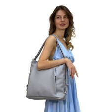 На фото 1 - Женская сумка шоппер из искусственной кожи, цвет серо-голубой