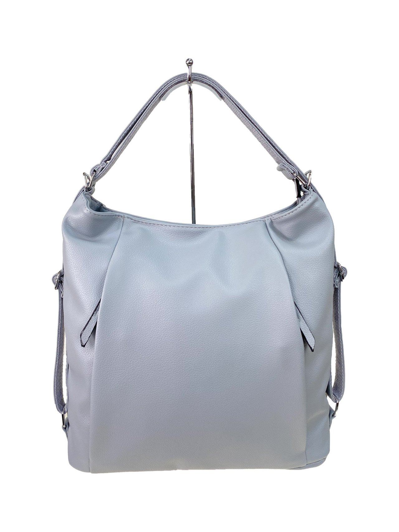 На фото 3 - Женская сумка шоппер из искусственной кожи, цвет серо-голубой