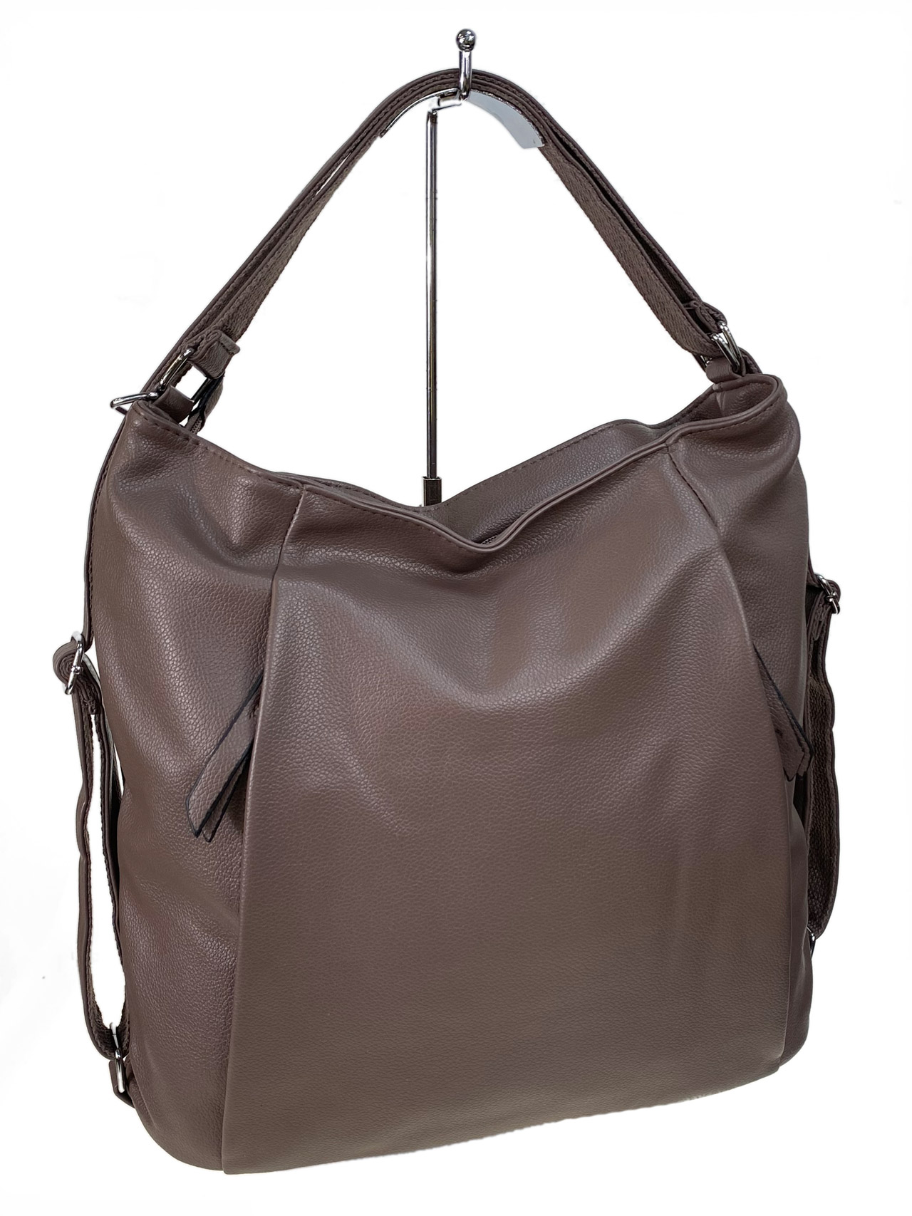 На фото 1 - Женская сумка из искусственной кожи цвет бежево коричневый