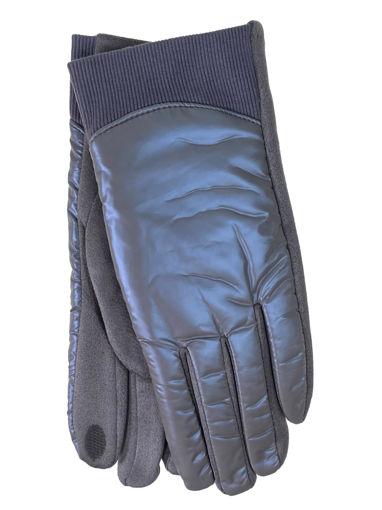 На фото 1 - Комбинированные женские перчатки, цвет серый
