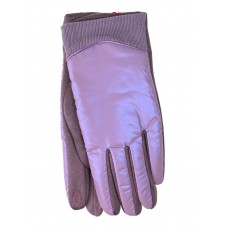 На фото 1 - Комбинированные женские перчатки, цвет сиреневый