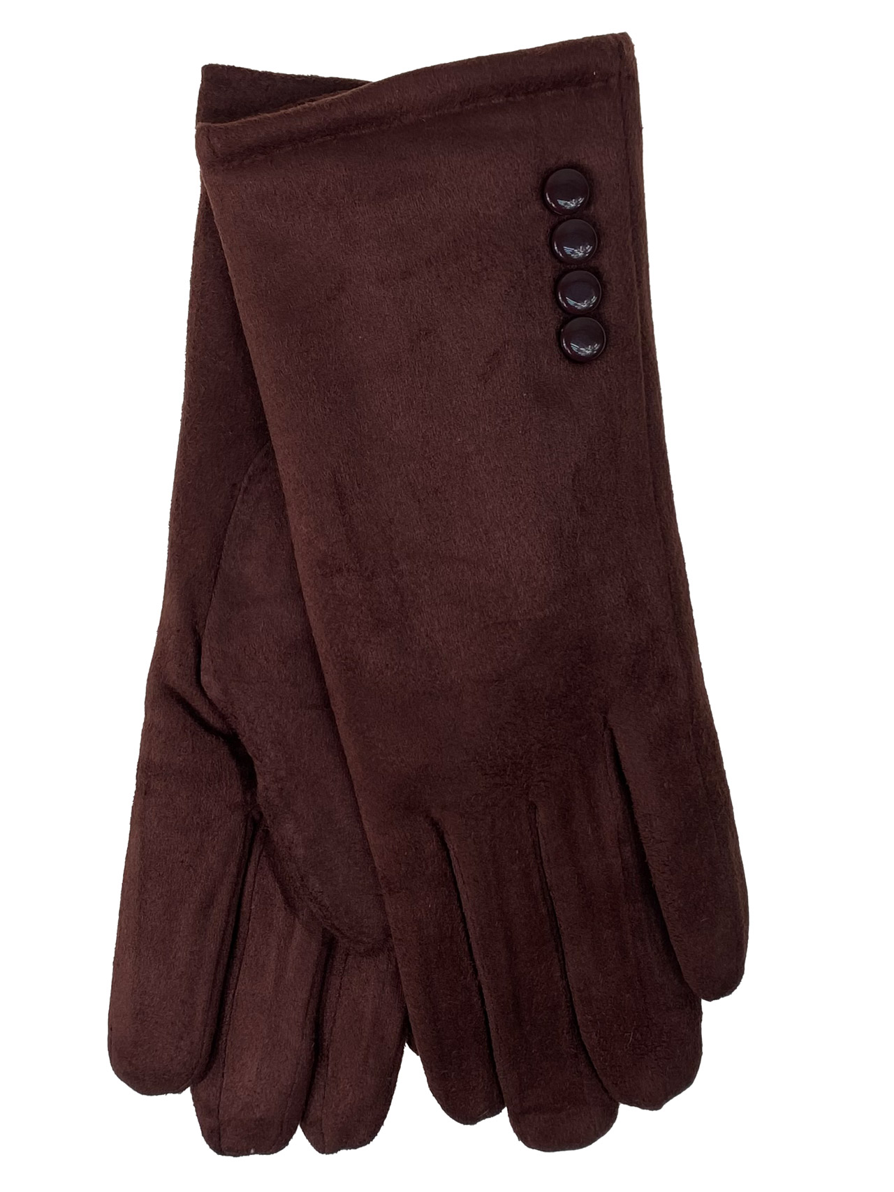 На фото 1 - Женские утепленные велюровые перчатки, цвет шоколад