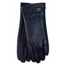 На фото 1 - Элегантные женские перчатки из кожи и велюра, цвет  черный