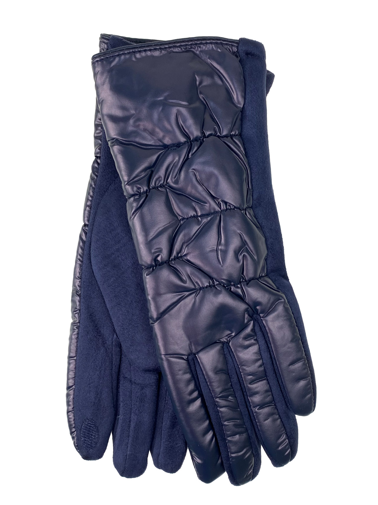 На фото 1 - Комбинированные женские перчатки, цвет синий