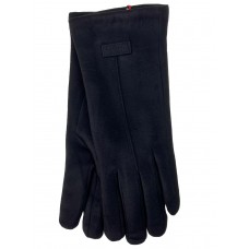 На фото 1 - Утепленные женские перчатки из велюра, цвет черный