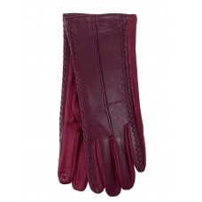 На фото 1 - Элегантные демисезонные перчатки из кожи и велюра, цвет бордовый