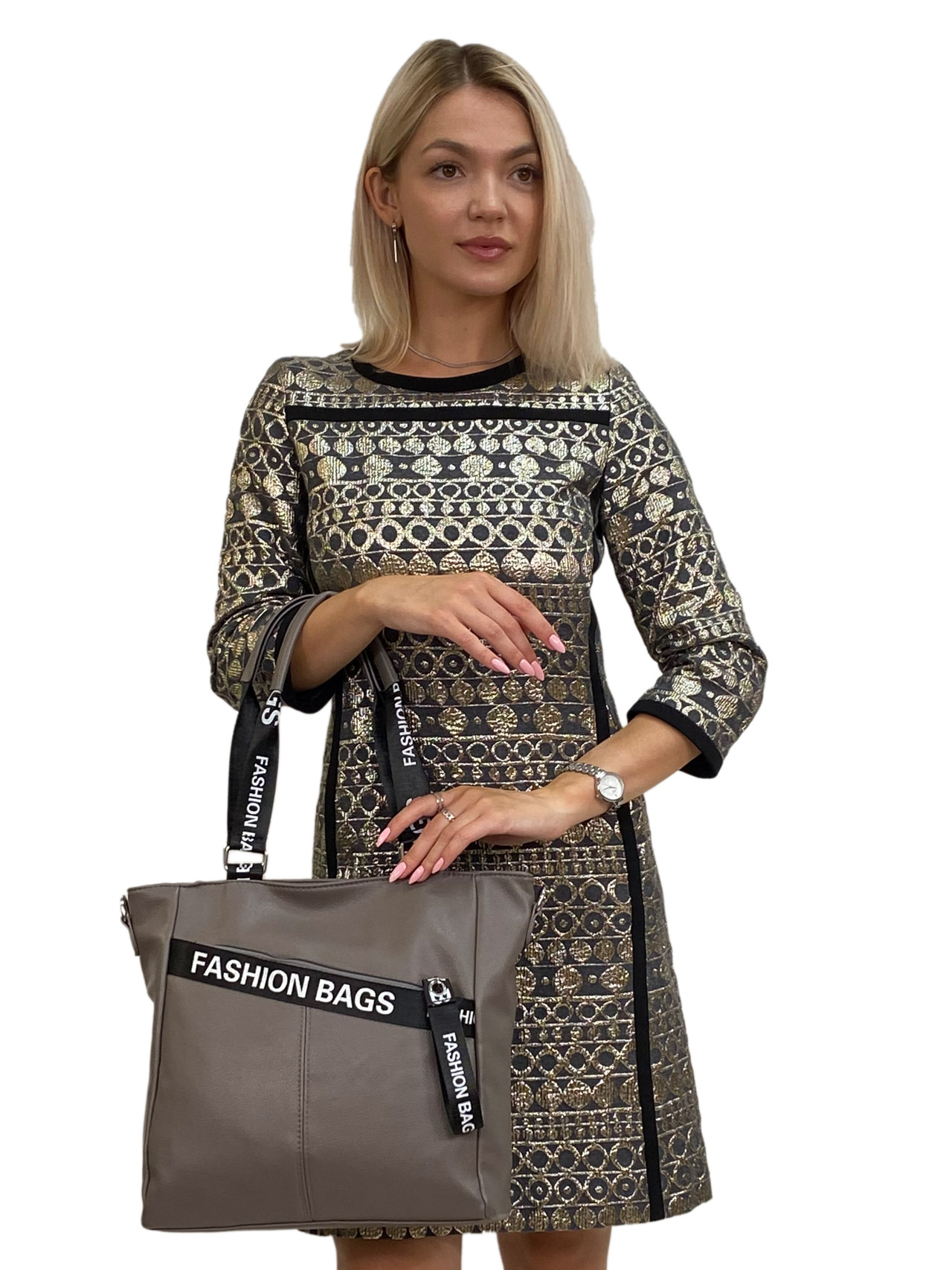 На фото 3 - Женская сумка из искусственной кожи цвет серый