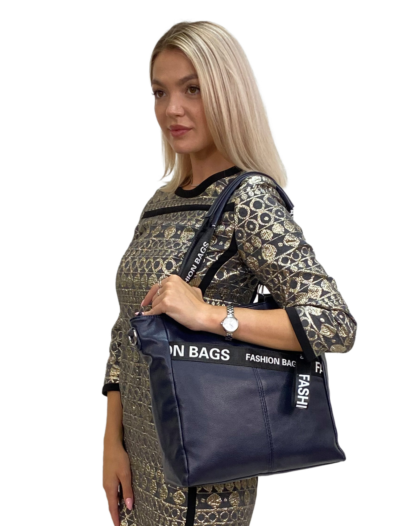На фото 3 - Женская сумка из искусственной кожи цвет синий