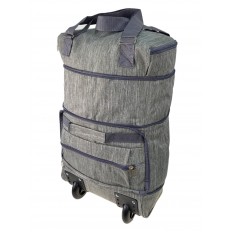 На фото 3 - Дорожная сумка - трансформер на колесах из текстиля, цвет серый