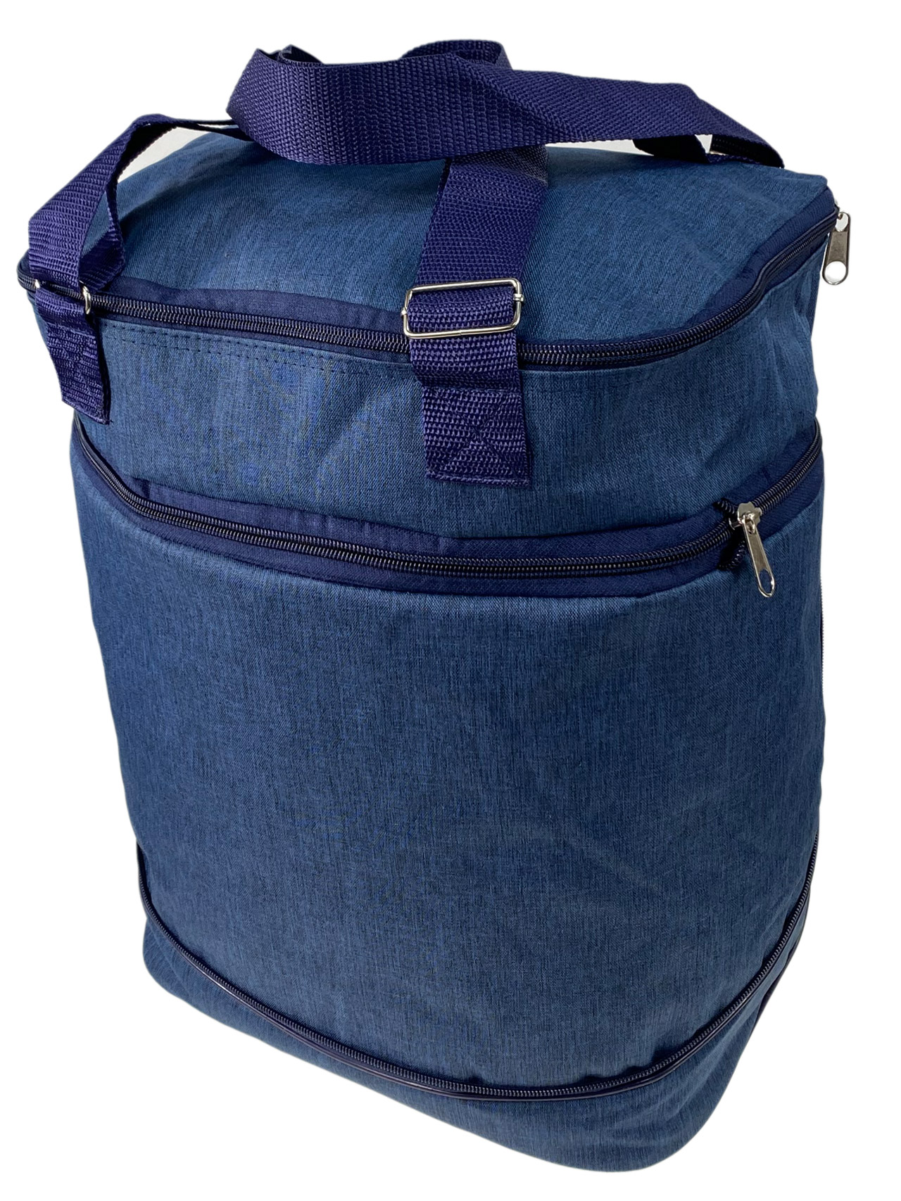 На фото 1 - Дорожная сумка - трансформер на колесах из текстиля, цвет синий
