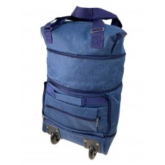 На фото 3 - Дорожная сумка - трансформер на колесах из текстиля, цвет синий