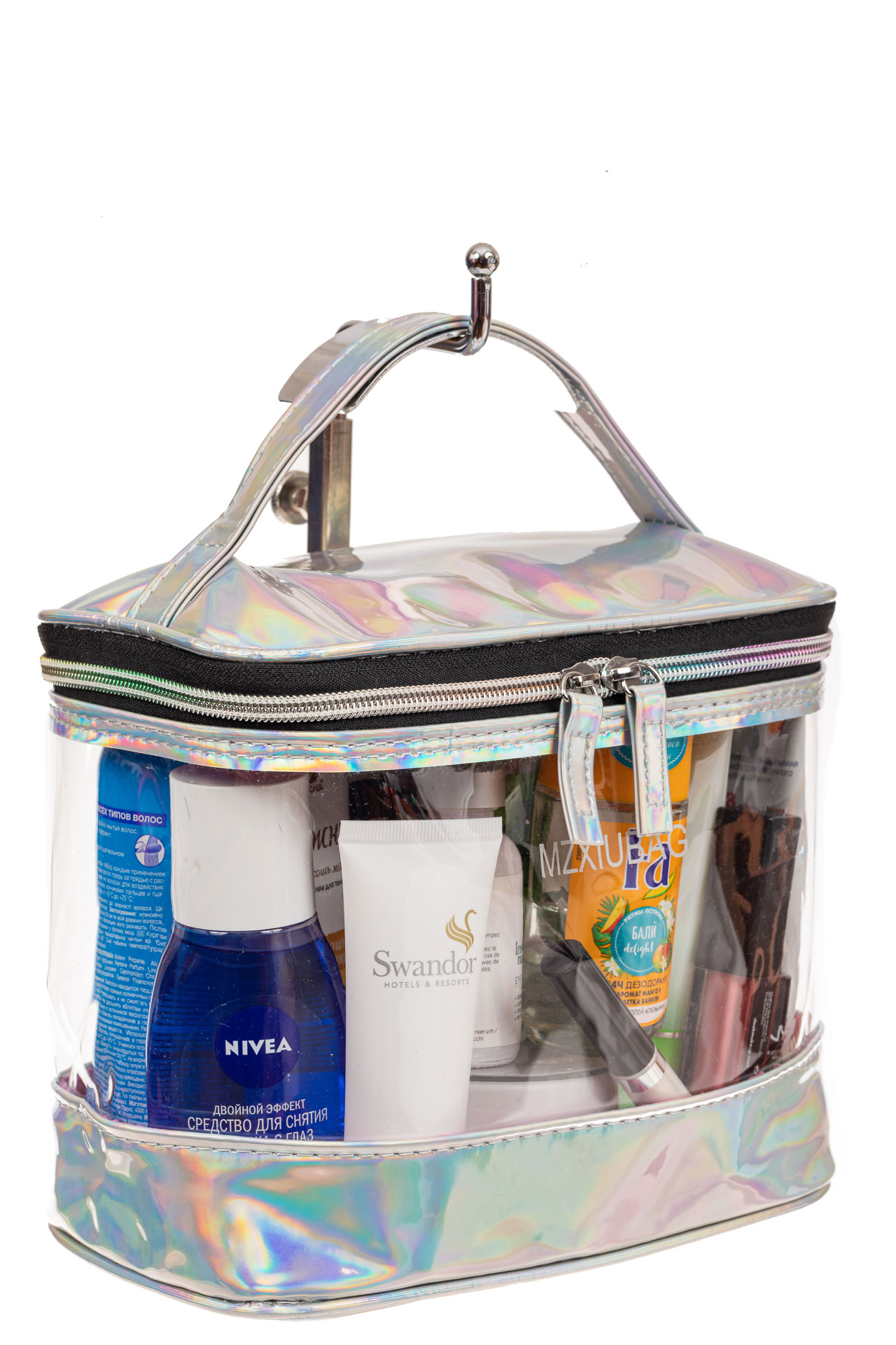 На фото 1 - Непромокаемая сумка-косметичка для бассейна, цвет серебро