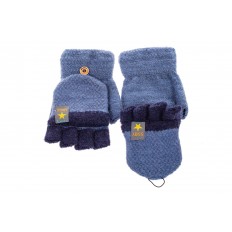 На фото 2 - Шерстяные перчатки без пальцев женские, митенки вязаные, цвет светло-синий