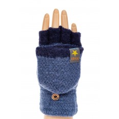 На фото 3 - Шерстяные перчатки без пальцев женские, митенки вязаные, цвет светло-синий