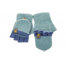 На фото 2 - Перчатки без пальцев женские, митенки вязаные, цвет серо-синий