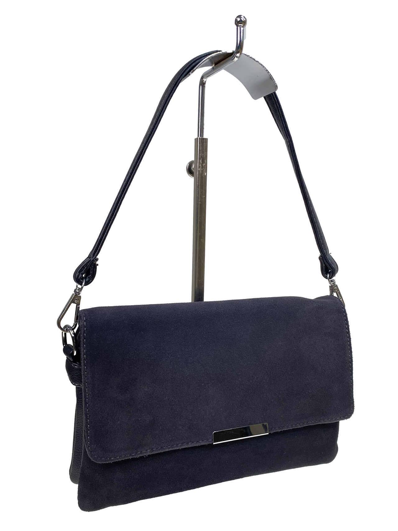 На фото 1 - Женская сумка клатч из натуральной замши и искусственной кожи, цвет серый