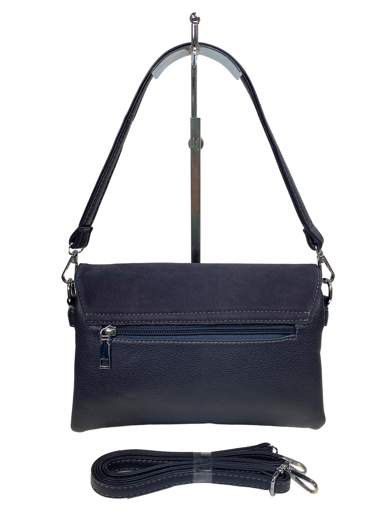 На фото 2 - Женская сумка клатч из натуральной замши и искусственной кожи, цвет серый