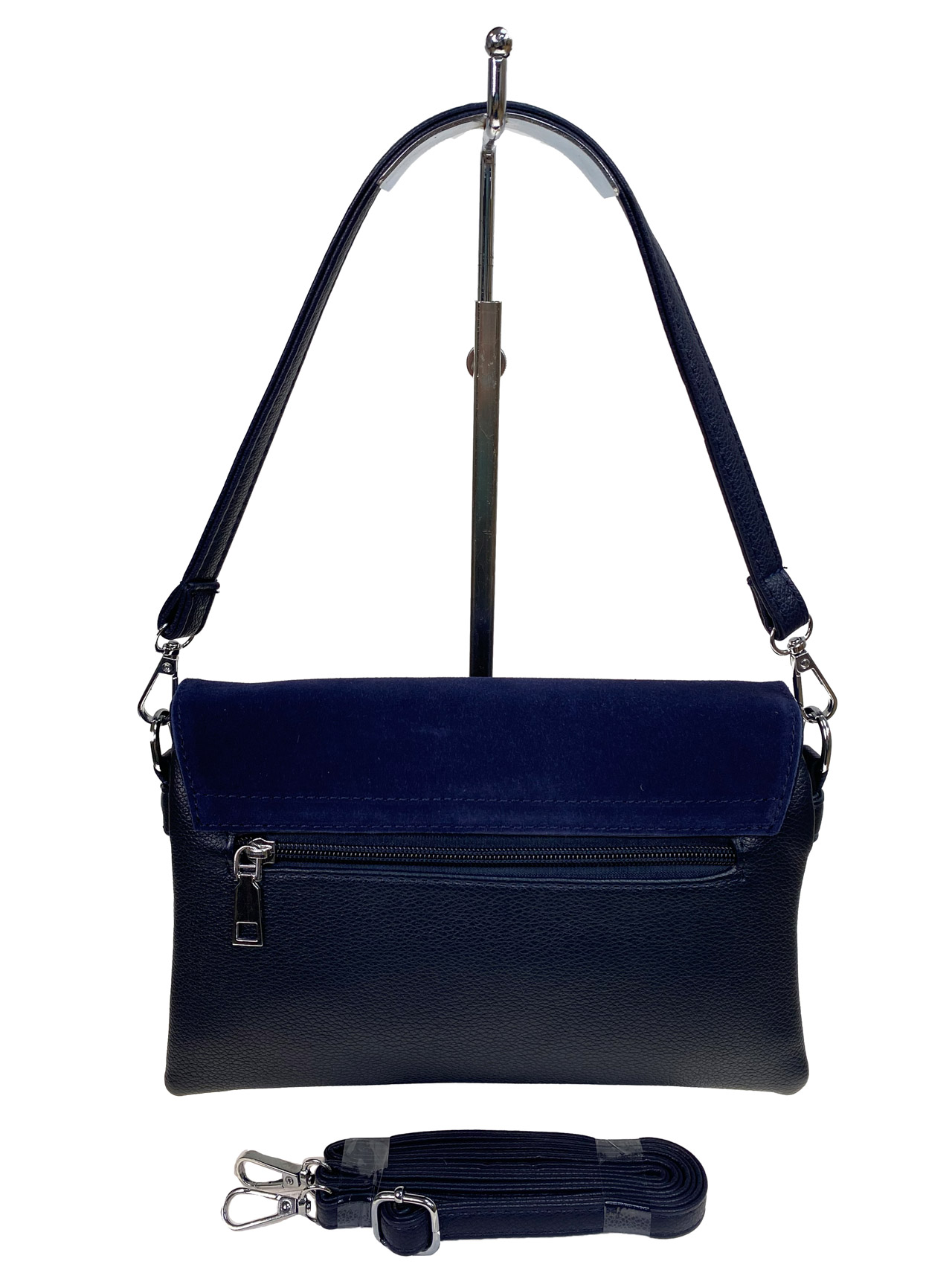 На фото 2 - Женская сумка клатч из натуральной замши и искусственной кожи, цвет синий
