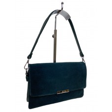На фото 1 - Женская сумка клатч из натуральной замши и искусственной кожи, цвет зеленый
