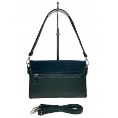 На фото 2 - Женская сумка клатч из натуральной замши и искусственной кожи, цвет зеленый
