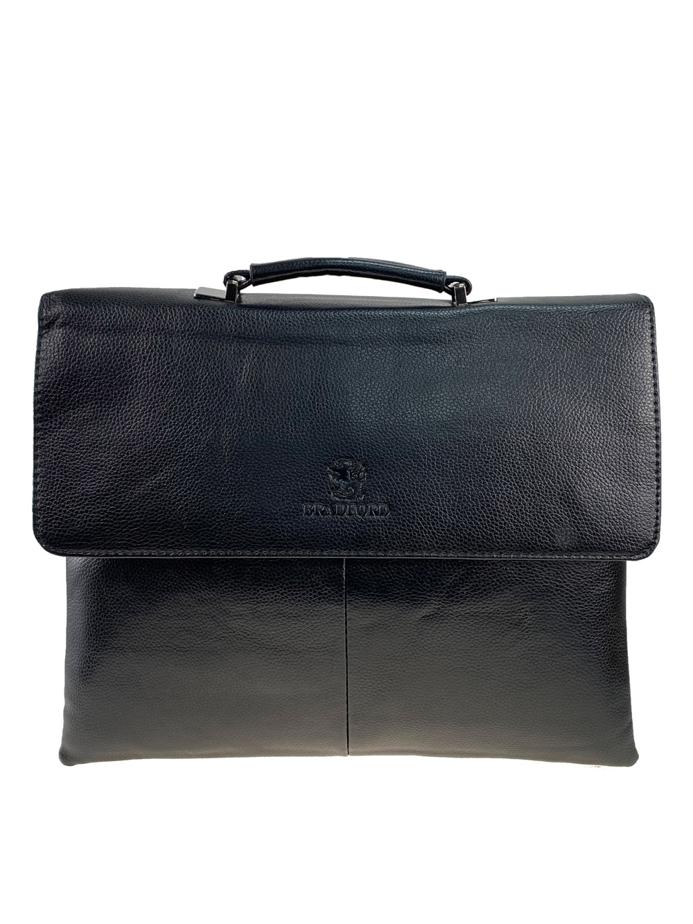 На фото 2 - Мужская сумка-портфель из фактурной искусственной кожи, цвет чёрный