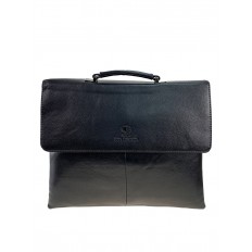 На фото 2 - Мужская сумка-портфель из фактурной искусственной кожи, цвет чёрный