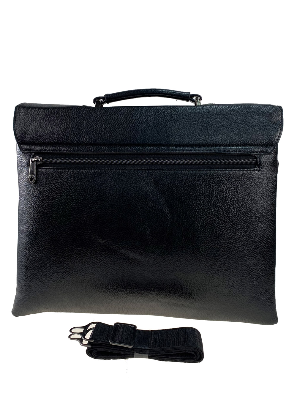 На фото 3 - Мужская сумка-портфель из фактурной искусственной кожи, цвет чёрный