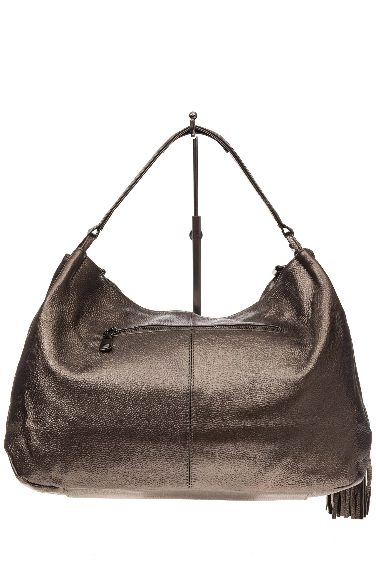 На фото 3 - Мягкая женская сумка из натуральной кожи, цвет бронза