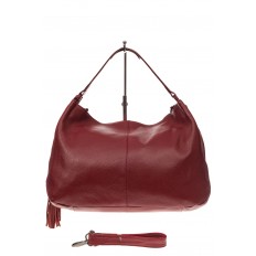 На фото 2 - Мягкая женская сумка из натуральной кожи, цвет красный