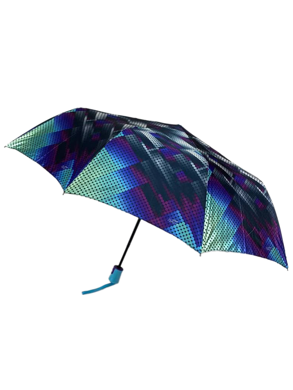 На фото 1 - Женский зонт-полуавтомат с разноцветным принтом, мультицвет