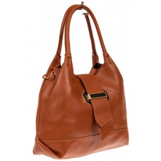 На фото 1 - Большая сумка шоппер из искусственной кожи, цвет рыже-коричневый