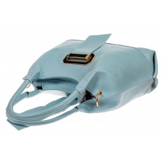 На фото 4 - Большая сумка шоппер из искусственной кожи, цвет голубой
