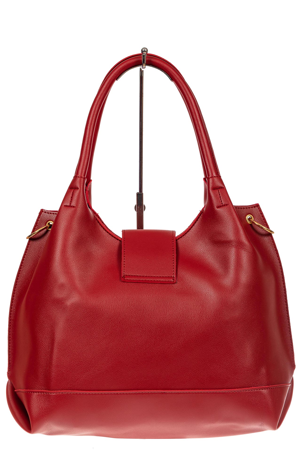На фото 3 - Большая сумка шоппер из искусственной кожи, цвет красный