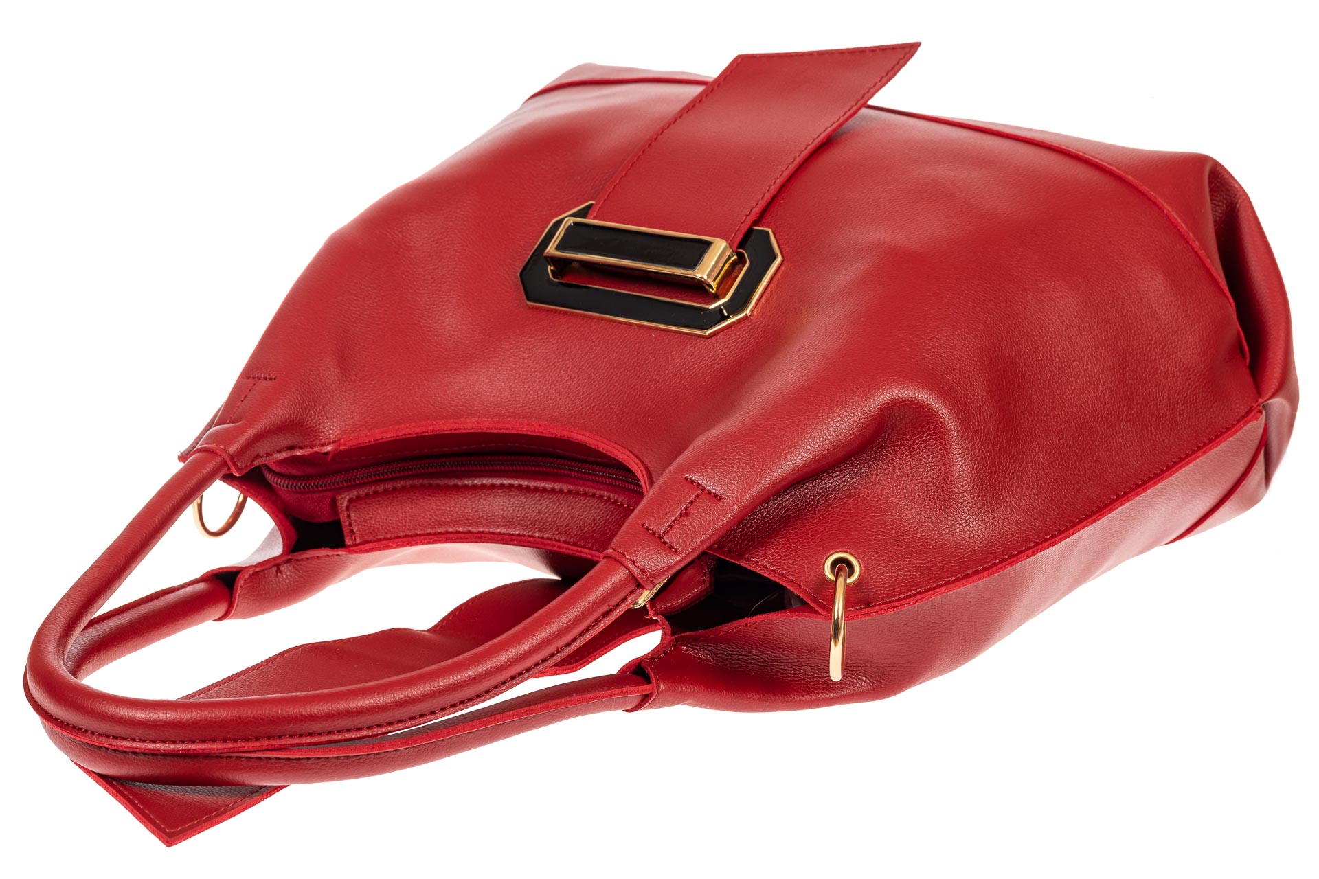 На фото 4 - Большая сумка шоппер из искусственной кожи, цвет красный