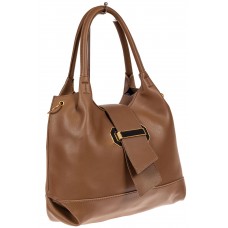 На фото 1 - Большая сумка шоппер из искусственной кожи, цвет коричневый