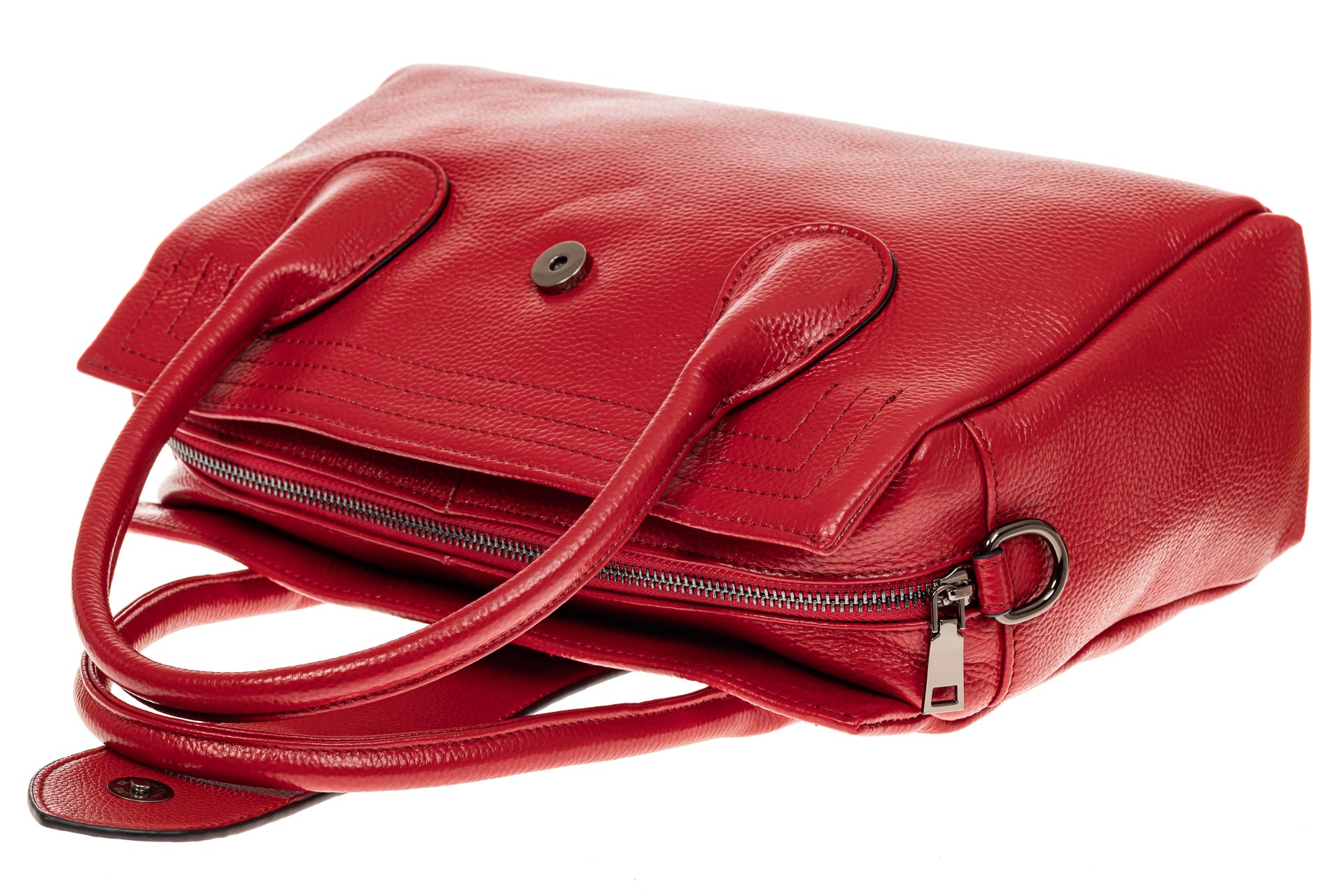 На фото 3 - Женская сумка с гортом из крокодила, цвет красный